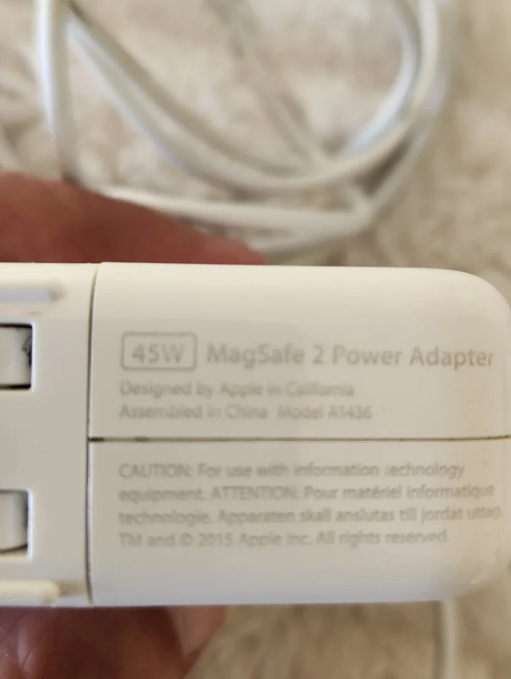 Apple Genuine OEM 45 Watt MagSafe 2 Power Charger  White A1436